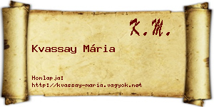 Kvassay Mária névjegykártya
