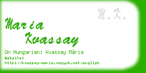 maria kvassay business card